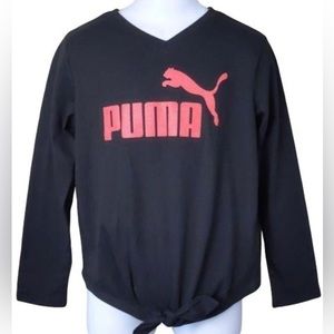 Puma Girls Black Long Sleeve Knotted Shirt - Size M